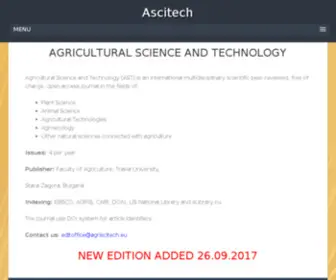 Agriscitech.eu(AGRICULTURAL SCIENCE AND TECHNOLOGY) Screenshot