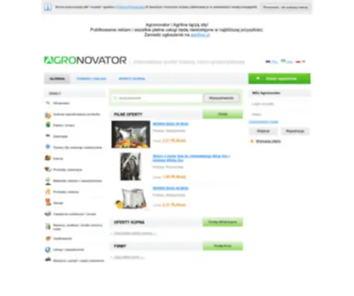 Agronovator.pl(Rolno-przemysłowy, rolniczy portal, portal internetowy branży rolno-rzemysłowej) Screenshot