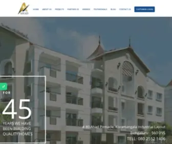 Ahadbuilders.com(Leading property builders and developers in Bangalore) Screenshot