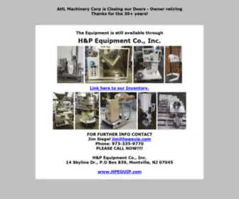 Ahlmachinery.com(Used Chemical Processing Equipment from AHL Machinery Corp) Screenshot