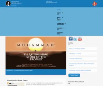 Ahmadiyya.ca(Ahmadiyya Muslim Community Canada) Screenshot