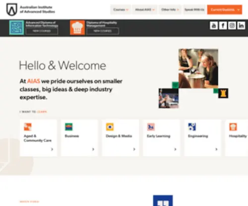 Aias.edu.au(Australian Institute of Advanced Studies) Screenshot