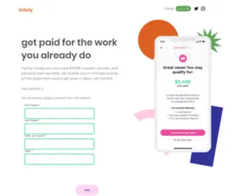 Aidaly.co(We help family caregivers get paid) Screenshot