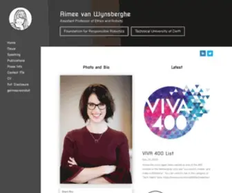 Aimeevanwynsberghe.com(Aimee van Wynsberghe is Associate Professor (tenured)) Screenshot