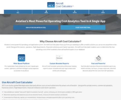 Aircraftcostcalculator.com(Aircraft Cost Calculator) Screenshot