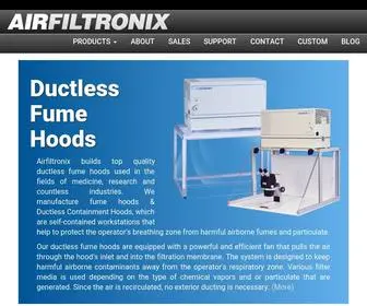 Airfiltronix.com(Ductless Fume Hoods & Industrial Clean Air Systems) Screenshot