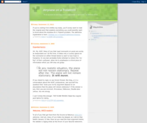 Airplaneonatreadmill.com(Airplane on a Treadmill Definitive Analysis) Screenshot