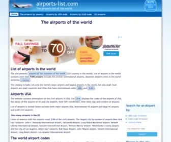 Airports-List.com(The airports of the world) Screenshot