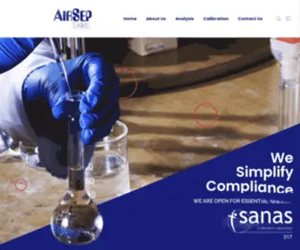 Airseplabs.co.za(Chemical Testing & Anaylsis Services that are compliant) Screenshot