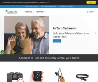 Airturn.com(Solutions to Hold and Wirelessly Control your Tablet) Screenshot