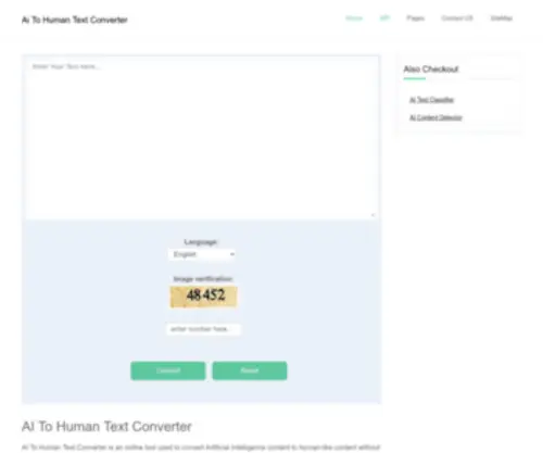 Aitohumantextconverter.com(AI To Human Text Converter) Screenshot