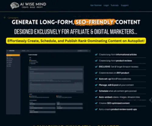Aiwisemind.com(AI Content Creation For Affiliate Marketers) Screenshot
