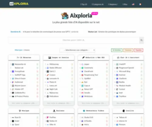 Aixploria.com(Liste des Meilleures IA Gratuites & Top 10 par Catégorie) Screenshot