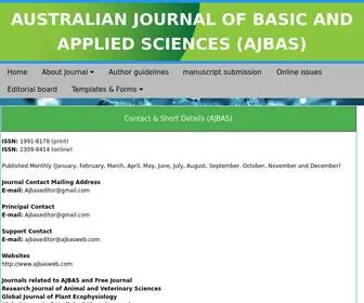 Ajbasweb.com(AUSTRALIAN JOURNAL OF BASIC AND APPLIED SCIENCES (AJBAS)) Screenshot