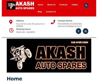 Akashautospares.in(Kurunthencode, Nagercoil) Screenshot