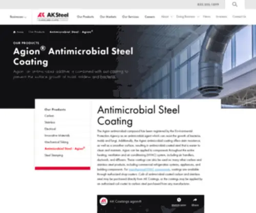 Akcoatings.com(Agion® Antimicrobial Steel Coating) Screenshot