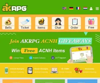 AKRPG.com(Best Store To Buy Animal Crossing Bells) Screenshot