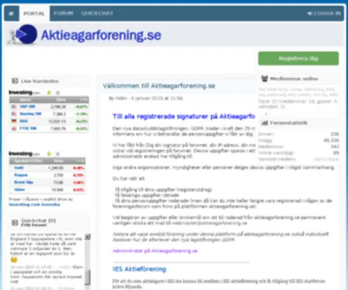 Aktieagarforening.se(Tillvaratar även dom små aktieägarnas intressen) Screenshot