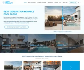Akvospiralift.com(Akvo Spiralift movable pool floor allows you to create a multipurpose swimming pool) Screenshot