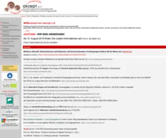 Akzept.org(Bundesverband für akzeptierende Drogenarbeit und humane Drogenpolitik) Screenshot