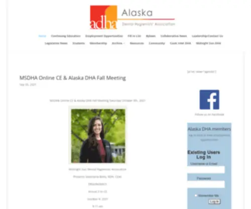 Alaskadha.org(AK Dental Hygiene) Screenshot