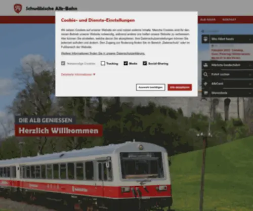 ALB-Bahn.com(Herzlich Willkommen bei der Schwäbischen Alb Bahn) Screenshot