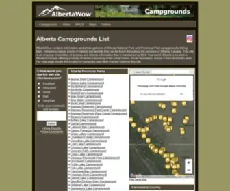 Albertawow.com(Alberta Canada Campgrounds) Screenshot
