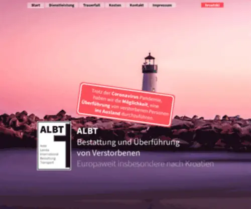 ALBT.de(Bestattung und Überführung nach Kroatien) Screenshot