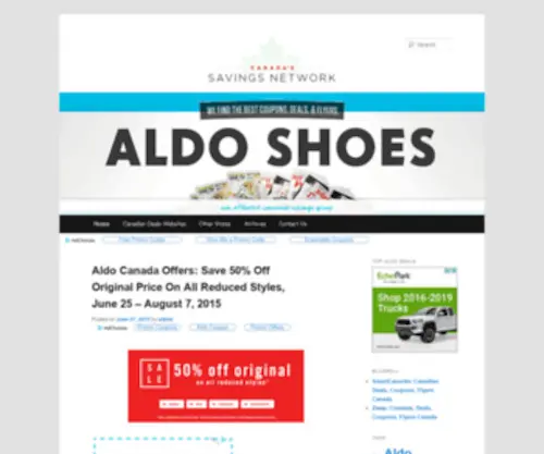 Aldocoupons.ca(ALDO Shoes) Screenshot