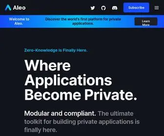 Aleo.org(Where Applications Become Private) Screenshot