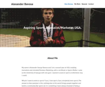 Alexbavosa.com(Aspiring Sports Journalist/Marketer. UGA. About Me My name) Screenshot