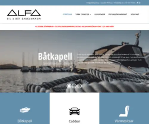 Alfa.se(Välkommen till ALFA Bil & Båt Sadelmakeri) Screenshot