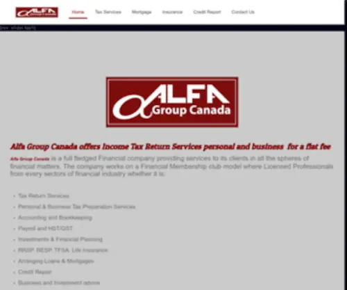 Alfagroupcanada.com(Tax Return Services "Personal) Screenshot