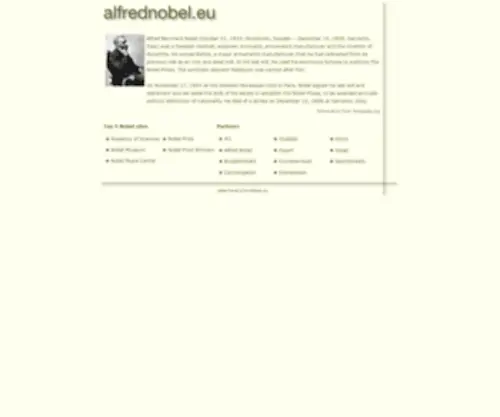 Alfrednobel.eu(Alfred Nobel) Screenshot