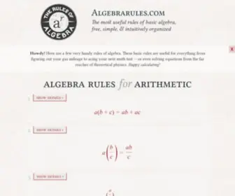 Algebrarules.com(The Most Useful Rules of Basic Algebra) Screenshot