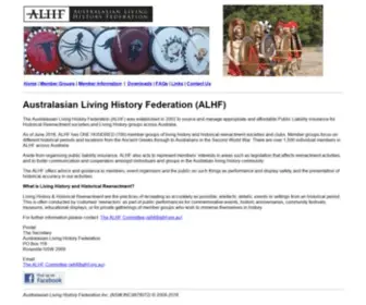 ALHF.org.au(The Australasian Living History Federation Inc) Screenshot