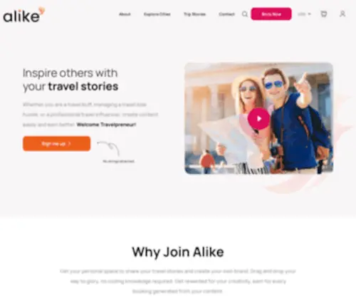Alike.io(Inspire Everyone With Your Travel Stories on Our Creator First Travel Commerce Platform) Screenshot