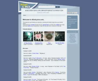 Alivelyrics.com(Main Page) Screenshot