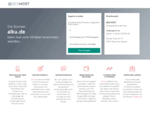 Alku.de(Die Domain steht vom Inhaber zum Verkauf) Screenshot