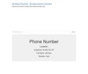 ALL-About-Number.com(The base of the EUROPE telephone numbers) Screenshot