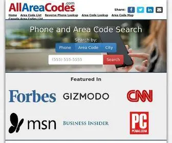Allareacodes.com(Area codes locator) Screenshot