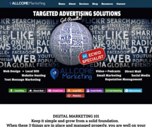 Allcoremarketing.com(Digital marketing services for the small business) Screenshot