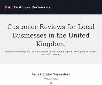 Allcustomerreviews.uk(Customer Reviews for Local Businesses in the United Kingdom) Screenshot