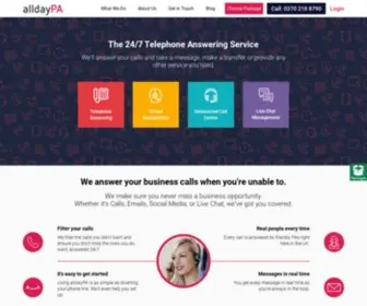 Alldaypa.co.uk(Telephone Answering Service) Screenshot