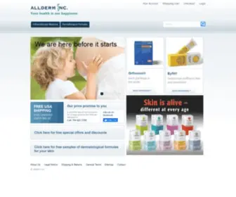 Allderm.com(The allderm inc. online shop) Screenshot