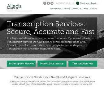 Allegistranscription.com(Proven Data Security) Screenshot