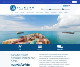 Allegrofreight.com(Global freight forwarder linking Canada to the world by air) Screenshot