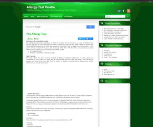 Allergytestcentre.co.uk(The Allergy testing method used) Screenshot