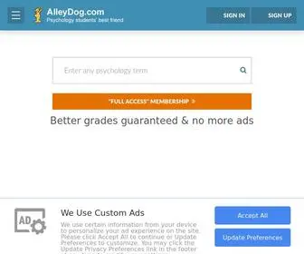 Alleydog.com(Psychology students' best friend) Screenshot