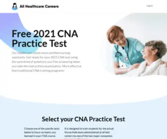 Allhealthcarecareers.com(Free CNA Practice Tests forAll Healthcare Careers) Screenshot